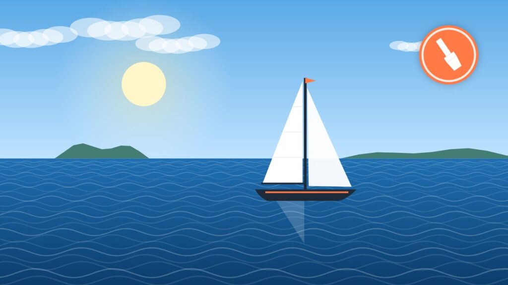 Illustration of a sailboat on the water, representing the types of antifouling bottom paint