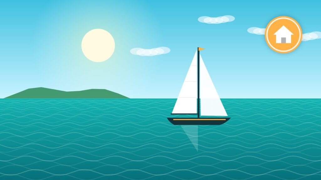 Illustration of a liveaboard sailboat at anchor in a quiet bay