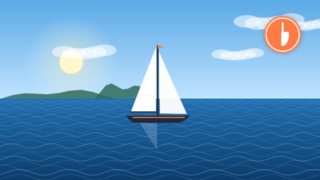Illustration of a sailboat holding a steady course under autopilot