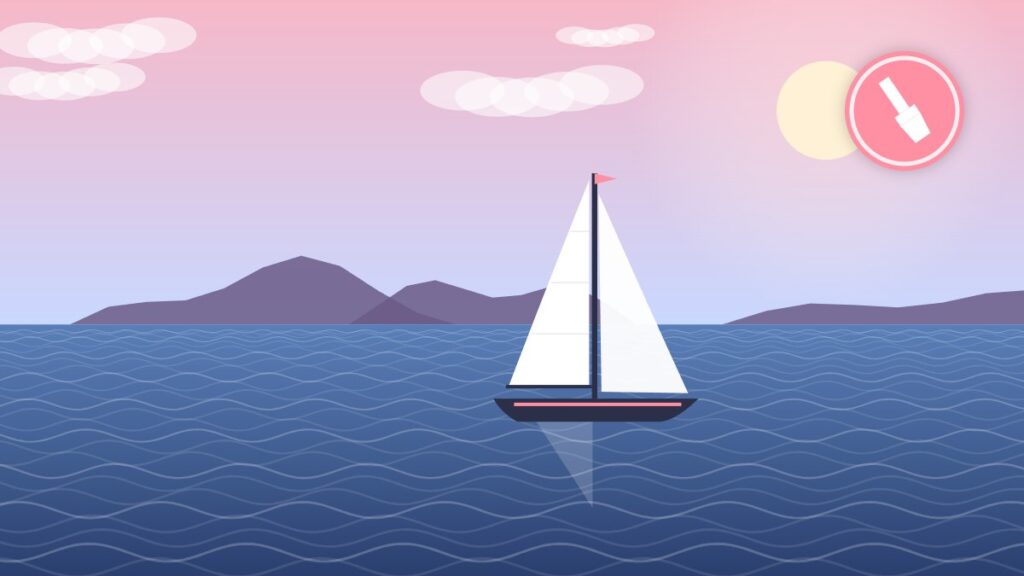 Illustration of a sailboat afloat, representing antifouling and hull care