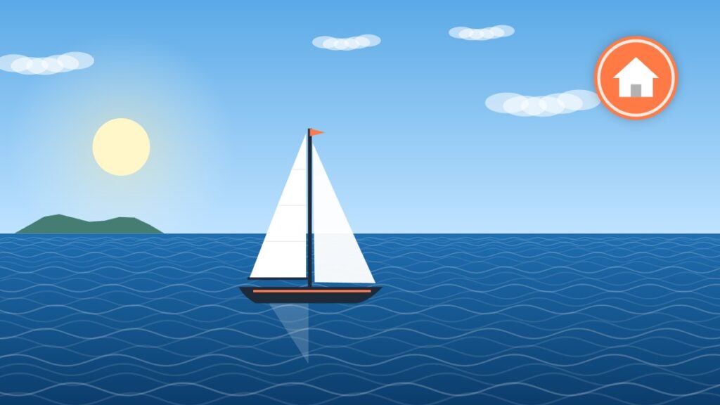 Illustration of a cruising sailboat that could serve as a liveaboard home